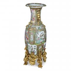 Set of four large gilt bronze mounted Chinese porcelain vases - 2176882
