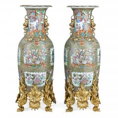 Set of four large gilt bronze mounted Chinese porcelain vases - 2176886
