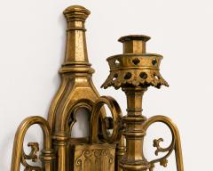 Set of four neo Gothic bronze wall sconces France circa 1860 - 4730562