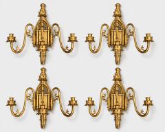 Set of four neo Gothic bronze wall sconces France circa 1860 - 4796160