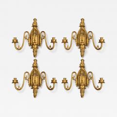 Set of four neo Gothic bronze wall sconces France circa 1860 - 4796165
