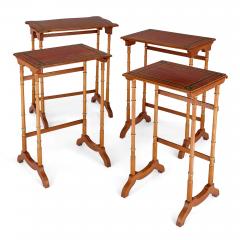 Set of four nesting side tables with ebonised wooden inlay - 3075786