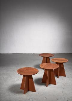 Set of four pine cruciform stools - 1849952