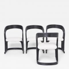 Set of four reupholstered dining chairs in organically formed black rattan - 2971962