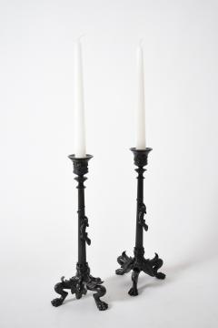 Set of four tripod zoomorphic bronze candleholders XIXth c  - 4684643