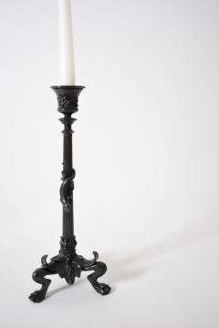 Set of four tripod zoomorphic bronze candleholders XIXth c  - 4684644