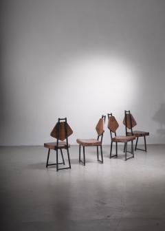 Set of four wood and iron chairs - 3243428