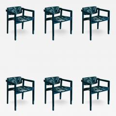 Set of six 1960s lacquered wood chairs - 4055859