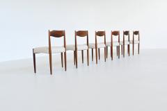 Set of six Danish dining chairs in walnut and wool Denmark 1960 - 3933809