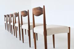 Set of six Danish dining chairs in walnut and wool Denmark 1960 - 3933810