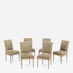 Set of six French Louis XVI style painted dining chairs C 1940  - 3755478