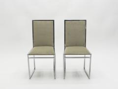 Set of six Mid Century chairs Metal Arredo Milan chrome burl 1970s - 997188
