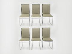 Set of six Mid Century chairs Metal Arredo Milan chrome burl 1970s - 997193