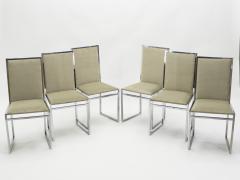 Set of six Mid Century chairs Metal Arredo Milan chrome burl 1970s - 997194