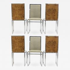 Set of six Mid Century chairs Metal Arredo Milan chrome burl 1970s - 998510