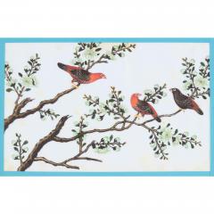 Set of six antique Chinese pith paper watercolours of birds - 4272144