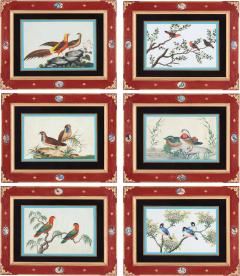 Set of six antique Chinese pith paper watercolours of birds - 4277086