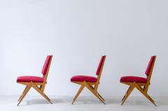 Set of six chairs in Oak with red fabric upholstery - 2232296