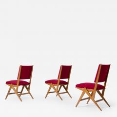 Set of six chairs in Oak with red fabric upholstery - 2234555