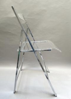 Set of six folding chairs in plexiglass and chrome Italy circa 1970 - 3433811