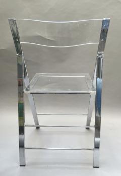 Set of six folding chairs in plexiglass and chrome Italy circa 1970 - 3433814