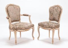 Set of six painted and giltwood French upholstered dining chairs Louis XV style - 3448498