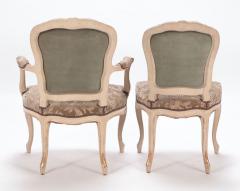 Set of six painted and giltwood French upholstered dining chairs Louis XV style - 3448503