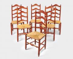 Set of six slat back chairs in original paint - 3065949