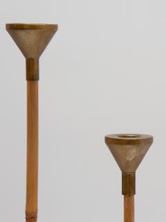 Set of three Bamboo and Brass Candlesticks - 1713622