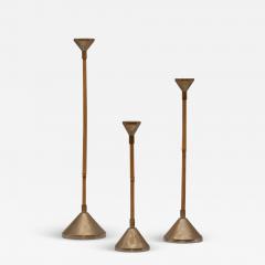 Set of three Bamboo and Brass Candlesticks - 1718028