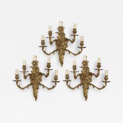 Set of three gilt bronze sconces in the Baroque style - 2191399