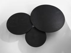 Set of three large slate tops coffee tables brushed steel 1970s - 4270376