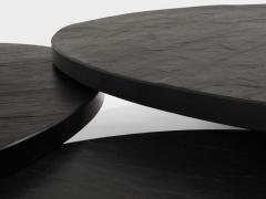 Set of three large slate tops coffee tables brushed steel 1970s - 4270377