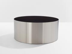 Set of three large slate tops coffee tables brushed steel 1970s - 4270381