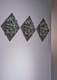 Set of three metal wall appliques - 3407873