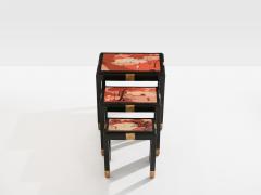 Set of three nesting tables asian decor ebonized and gilt wood 1920s - 4540952