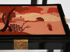 Set of three nesting tables asian decor ebonized and gilt wood 1920s - 4540953