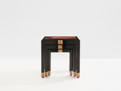 Set of three nesting tables asian decor ebonized and gilt wood 1920s - 4540954