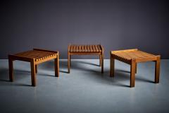 Set of three oak Stools by Genevieve Dangles edited by Group 4 France 1950s - 3705958