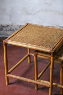 Set of three stackable rattan tables 1980 - 3548349