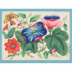 Set of twelve antique Chinese pith paintings with flowers and butterflies - 4051426