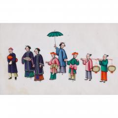 Set of twelve antique Chinese pith paper paintings of festival processions - 3478041