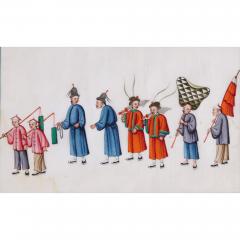 Set of twelve antique Chinese pith paper paintings of festival processions - 3478042