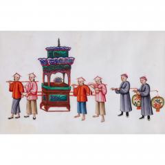 Set of twelve antique Chinese pith paper paintings of festival processions - 3478043