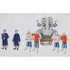 Set of twelve antique Chinese pith paper paintings of festival processions - 3478044