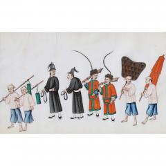 Set of twelve antique Chinese pith paper paintings of festival processions - 3478045