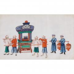 Set of twelve antique Chinese pith paper paintings of festival processions - 3478049