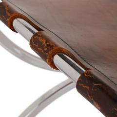 Set of two Mid Century Modern silvered and leather chairs - 1469627