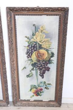 Set of two Oil Painting on Canvas signed Composition with Flowers and Fruit - 2635498