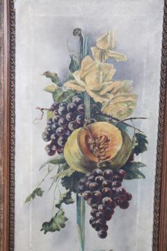 Set of two Oil Painting on Canvas signed Composition with Flowers and Fruit - 2635500